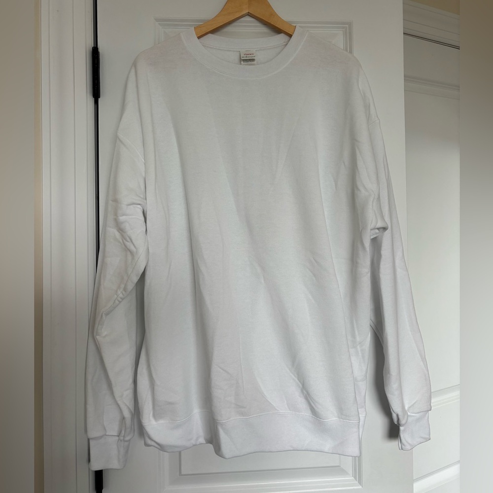 Hanes Eco Smart White Crewneck Sweatshirt Size XL BRAND NEW